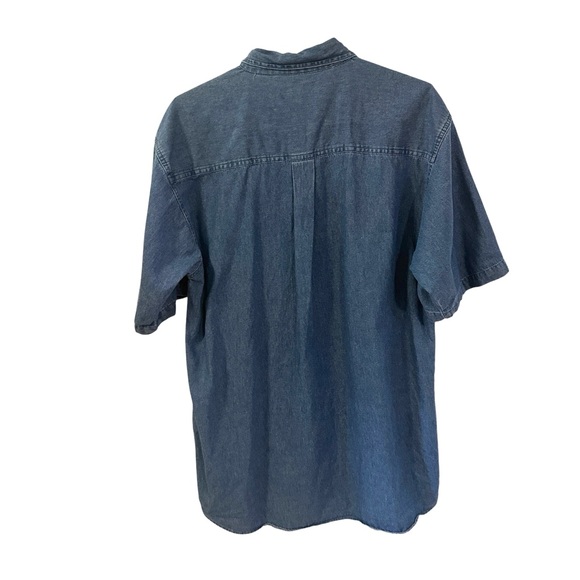 Vtg Dale Earnhardt Sr Nascar Shirt Short Sleeve Blue Button Down Chambray - Picture 2 of 11